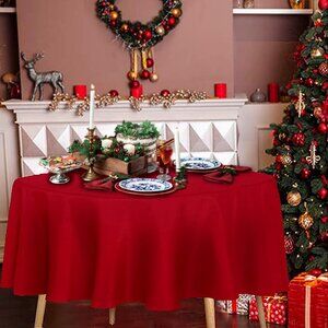 Mainstays 70-Inch ROUND Vinyl Tablecloth - Pimento Red - New in Package